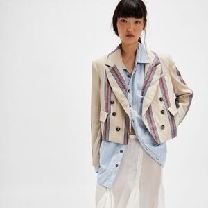 Free People Betty Striped Blazer in Neutral Combo